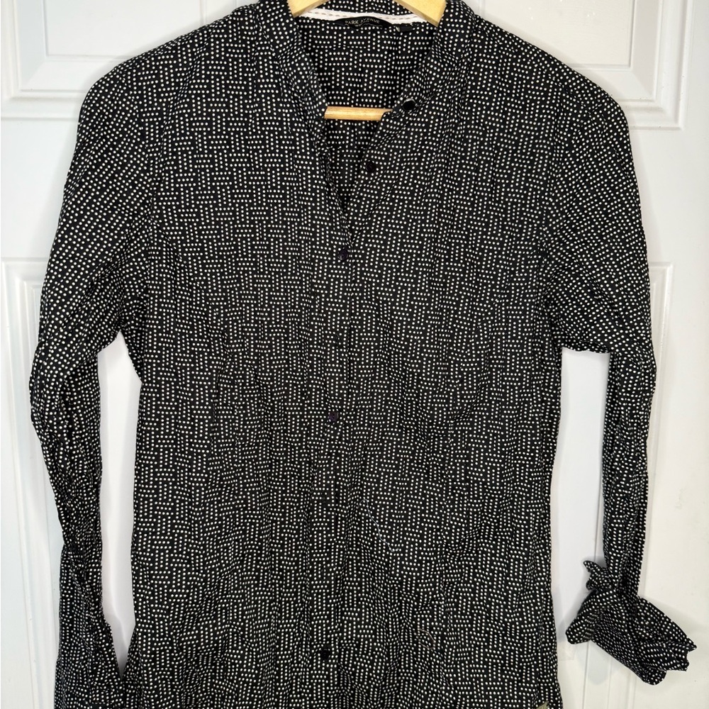 Black and White Patterned Button-Up Shirt